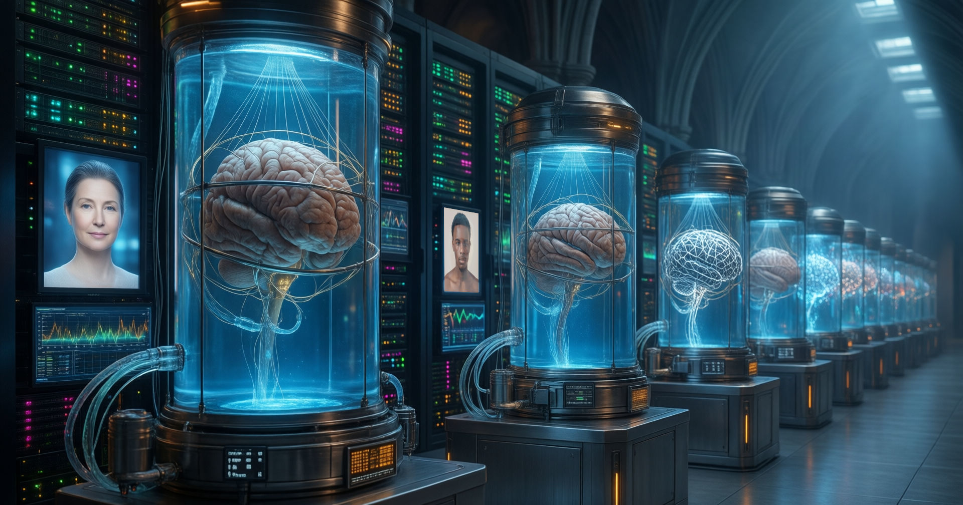 AI-generated image of a futuristic computer workstation